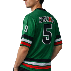 Camiseta deportiva a rayas de fútbol americano para hombre, estilo Y2K, sublimación personalizada, transpirable, de poliéster, con malla. - Product Image 3