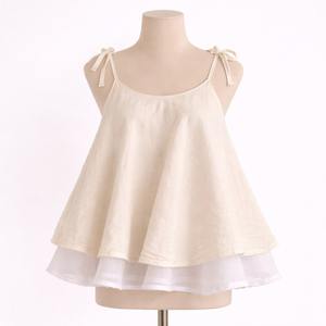 Camiseta sin mangas de doble capa para mujer EHRI OEM Premium, 100% algodón tejido, corte acampanado, con botones y cuentas, forro suave de Mulmul, hecha en India - Product Image 1