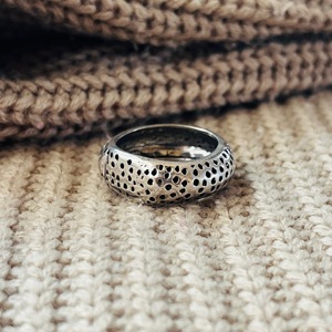 Anillo vintage chapado en plata 925, anillo geométrico con puntos, joyería de uso diario para mujer, anillo étnico tribal, anillo de plata oxidada - Product Image 2