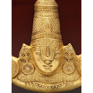 20 \ "รูปปั้นไม้ประดับมงกุฎประดับด้วยทองเหลือง (Venkateshvara) สำหรับแขวนผนัง - Product Image 1