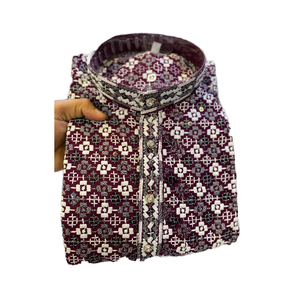 ชุดคุर्ตา ปาจามา ปักลายชิกันการี สำหรับผู้ชาย งานแต่งงานแบบอินเดีย ชุดพิธีการสำหรับผู้ชาย - Product Image 1