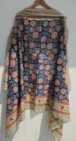 Paréo léger en coton imprimé à la main, motif léopard rayé et floral Sanganeri, idéal pour la plage ou comme jupe de bikini