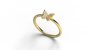 Luxury 18K Gold Butterfly Round Diamond <b>Ring</b> Pave <b>Ring</b> Statement <b>Ring</b> Unique Anniversary <b>Stack</b> <b>Ring</b> Fine Jewelry Gift for Women - Product Image 2