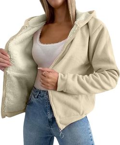 Sweat-shirt à capuche zippé en polaire Sherpa personnalisé pour femme, OEM ODM, logo personnalisé, toutes couleurs et tailles, vente en gros - Product Image 4