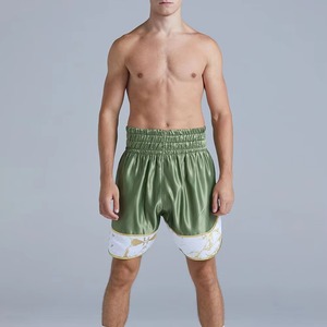 Shorts de boxe unisexes personnalisés, impression par sublimation, satin, trunks de combat, logo OEM, vêtements d'entraînement et de compétition, vente en gros, 100% polyester - Product Image 2