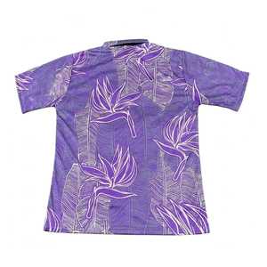Maillot tropical violet personnalisé pour homme, en polyester respirant, imprimé feuilles par transfert thermique, style hawaïen décontracté - Product Image 4
