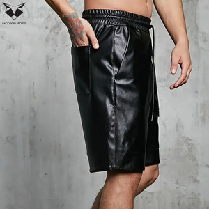 In One Solid Black Color Comfortable & Stylish Premium Quality Fashion Wear Fully Customized Made In Pakistan <b>Leather</b> <b>Shorts</b> - Product Image 5