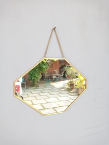 ARTISAN DESIGN Modern Geometric Wall <b>Mirror</b> <b>Gold</b> Metal <b>Frame</b> Hanging Decorative Irregular 3mm Thick Vanity Living Room Home - Product Image 4