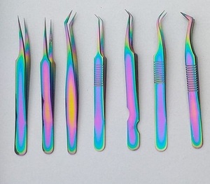 Pince à cils chirurgicale Ovexa en acier inoxydable arc-en-ciel, pointe incurvée, précision lisse, 10 mm, extension de fibres de haute qualité - Product Image 6