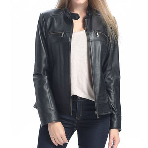 New Arrival Women's Solid Color Leather Jacket OEM Custom high Quality Wholesale Design Leather Jackets For Women's - Product Image 5