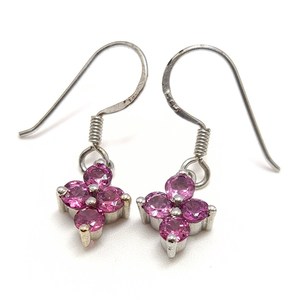 Pendientes de Plata con Turmalina Rosa Natural y Granate Rosa, Pendientes Colgantes Delicados, Regalo para Ella - Product Image 4