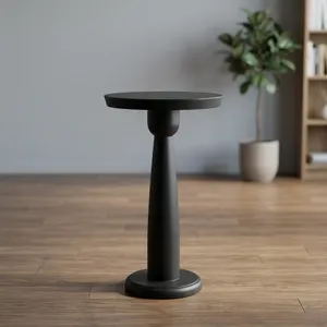Table d'appoint ronde en bois noir moderne, mobilier minimaliste pour salon, design durable - Product Image 5