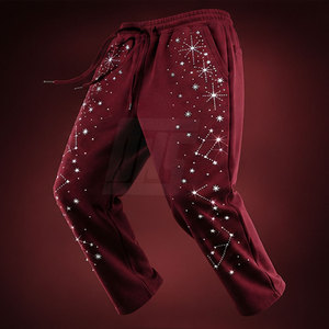 Street Style <b>Men</b> Rhinestone Pants Slim Fit Casual <b>Trousers</b> With Decorative Stone Contemporary Look And Comfortable Construction - Product Image 6