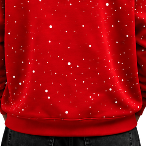 Sudadera con Capucha para Hombre, Diseño Rojo Escarlata con Manchas Blancas, Estilo Casual, Forro Polar, Capucha con Cordón, Bolsillo Canguro, Ropa Urbana - Product Image 6