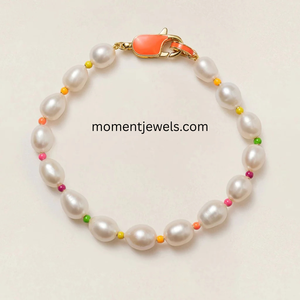 18K PVD Gold Plated Stainless Steel Freshwater Pearl <b>Candy</b> Bead Bracelet Non Tarnish Chain Link Jewelry Gift - Product Image 3