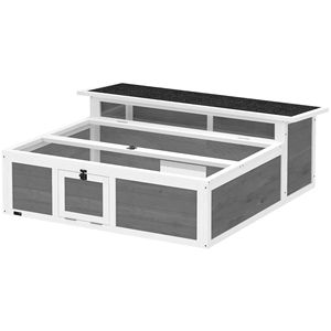 Terrario in Legno Apribile con Finestra Trasparente, Area Nera Grigia per Rettili e Anfibi - Product Image 1