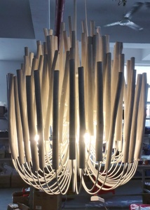 Thiết kế hiện đại bằng gỗ thanh sắt cánh tay đèn chùm giữa thế kỷ trắng treo đèn chiếu sáng lịch thi đấu cho phòng ăn phòng ngủ khách sạn - Product Image 6