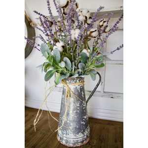 Jarra de metal galvanizado blanca estilo vintage para flores, ideal para decoración de bodas y jardines. - Product Image 5