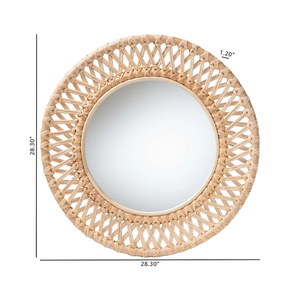 Miroir rond mural rustique en rotin artisanal, décoration murale pour entrée, chambre, salon, en provenance du Vietnam - Product Image 2