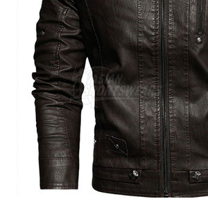 Vestes en cuir véritable pour hommes, design élégant et ajusté pour l'hiver, avec fermeture éclair, logo sur le devant, respirantes, écologiques, en vente - Product Image 3