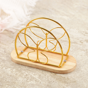 Gold <b>Butterfly</b> Napkin Holder for <b>Dining</b> <b>Table</b> Elegant Metal Tissue Paper Stand with Wooden Base Decorative Kitchen Restaurant - Product Image 5