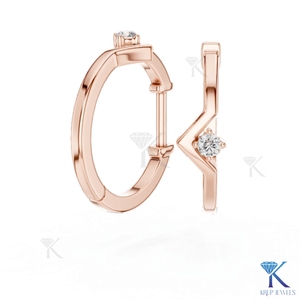 Lab Grown CVD Diamond Solitaire Chevron V Shape <b>Hoop</b> <b>Earrings</b> Snap Back 14K <b>Solid</b> Gold Luxury Women's Jewellery - Product Image 6