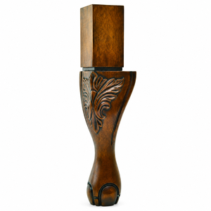 Pata de Mueble Tradicional de Madera con Diseño de Hoja Tallada para Sala de Estar, Pie de Repuesto Resistente, Pata de Sofá de Madera Maciza - Product Image 2