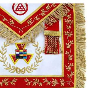 Nuevo Delantal de Capítulo del Arco Real de Gran Sacerdote - Delantal de Terciopelo Rojo con Corona y Flecos - Product Image 2