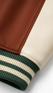 Veste d'hiver style streetwear américain avec manches en cuir et patchs brodés, style américain surdimensionné - Product Image 5