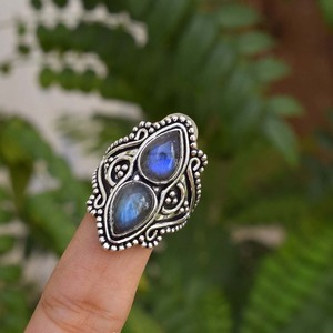 Natural <b>Labradorite</b> <b>Ring</b> 925 Sterling Silver Blue Fire <b>Labradorite</b> Gemstone Jewelry Blue Flash Stone <b>Ring</b> Unique Gift for Her - Product Image 2