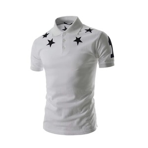 เสื้อเชิ้ตผู้ชาย แขนสั้น ผ้าถัก ดีไซน์ลำลอง ทรงปกติ โพลีเอสเตอร์ ระบายอากาศได้ดี พิมพ์ลายดิจิตอล สีขาว กรมท่า แดง - Product Image 2