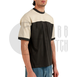 Camiseta de Manga Corta para Hombre con Bloques de Color, Número 3 Estampado en la Espalda, Cuello Redondo, Corte Regular, Casual, Ecológica, 100% Algodón Canvas con Contraste - Product Image 3