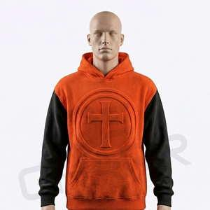 Sweat-shirt à logo gaufré de haute qualité, imprimé en 3D, surdimensionné, blanc, personnalisé, pour hommes - Product Image 2