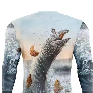 Camiseta de pesca de manga larga para hombre, de tejido transpirable y cómodo, con material que absorbe la humedad, de primera calidad. - Product Image 4