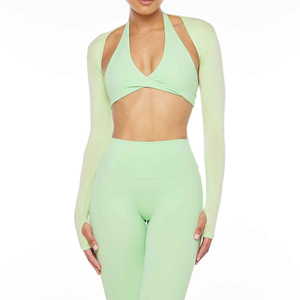 New Style Custom Design Logo Sublimation Print Customized 3 Piece Workout Yoga Sets for Women High Waisted - Product Image 2