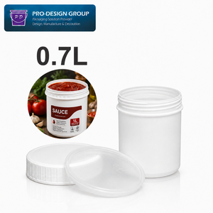 Recipiente de Plástico para Salsas de Grado Alimenticio de 0.7L con Tapa de Rosca, Envase Hermético de Boca Ancha para Salsas, Pastas y Condimentos - Product Image 1