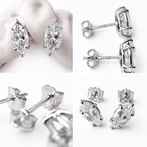 Marquise Cut Moissanite <b>Stud</b> <b>Earrings</b> 925 <b>Silver</b> Rhodium Plated Prong Setting Trendy Women's Gift - Product Image 6