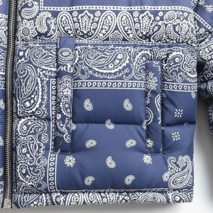 Chaqueta Acolchada Azul para Hombre, con Parches, Cuello Alto, Resistente al Viento, Informal de Invierno, Gruesa, con Relleno de Poliéster, Corte Regular, Cierre de Cremallera - Product Image 6