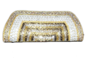 Beaded Half Moon <b>Clutch</b> Bag Sparkling Evening Party Handbag - Product Image 1