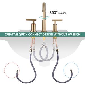 Rubinetto da Bagno a Doppia Maniglia da 8 Pollici in Oro Spazzolato con Scarico Pop-Up - Product Image 4