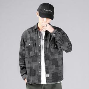 Men's New Fashion Jacquard Denim Shirt Oversized Hip-hop Print Splicing Streetwear Plus Size 5XL Individual Style - Product Image 2