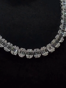 Collar de tenis de moissanita con corte esmeralda, plata 925, estilo Iced Out, joyería de cadena de lujo llamativa - Product Image 4