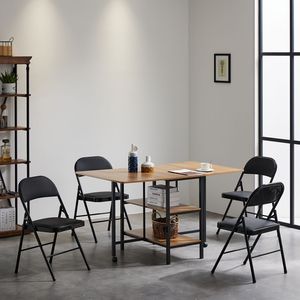 Set di 4 Sedie Pieghevoli Nere in PVC e Ferro per Sale da Pranzo, Ospedali ed Esposizioni - Product Image 5