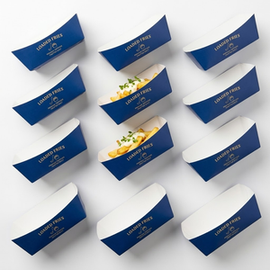 Bandeja de papel kraft desechable personalizada a prueba de grasa para Loukoumades, comida rápida, tipo barco, para llevar - Product Image 3