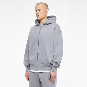 Sweat à capuche zippé pour homme, 220 g/m², 100 % coton, coupe classique, streetwear, décontracté, uni, automne, sweat à capuche basique - Product Image 2