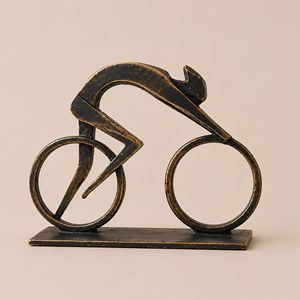 Sculpture décorative de cycliste, sculpture abstraite de cycliste en bronze, faite à la main, minimaliste, figurative, décoration de table, salon - Product Image 2