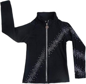 Chaqueta Unisex Negra de Forro Polar con Diseño de Puntos de Diamantes de Imitación, Cuello Alto, Cierre de Cremallera, Ropa Deportiva de Invierno - Product Image 1