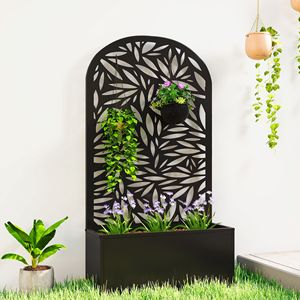 Jardinière autoportante ou murale en métal avec treillis pour plantes grimpantes, pots et jardinières pour patio et balcon - Product Image 2