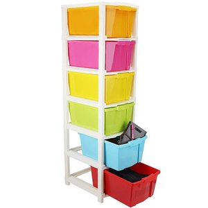 Organizador de Ropa de 6 Niveles, Expandible, Plegable, Apilable, con Ruedas, de Plástico PP, Multicolor - Product Image 1