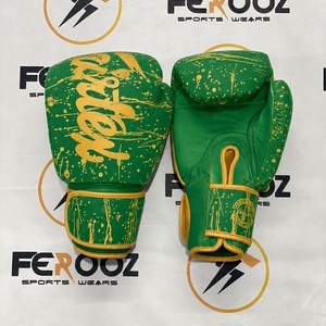 Gants d'entraînement MMA Fairtex vert et or à fermeture auto-agrippante, modèle goutte d'eau, les plus vendus et très tendance - Product Image 1